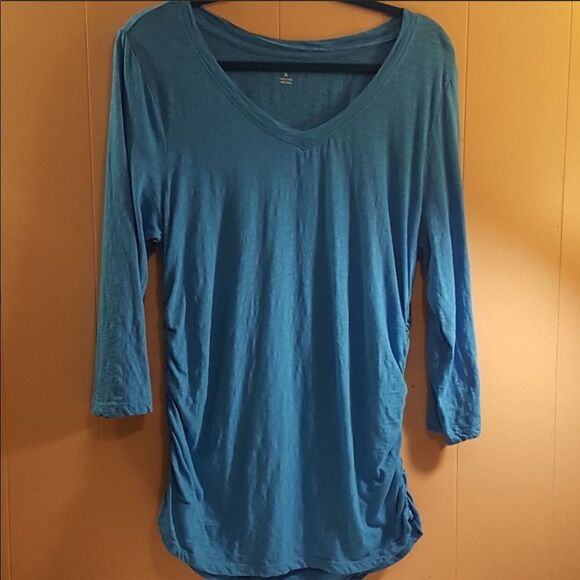 ✨HP✨Teal Side Ruched 3/4 Sleeves Top✨ - Picture 4 of 8